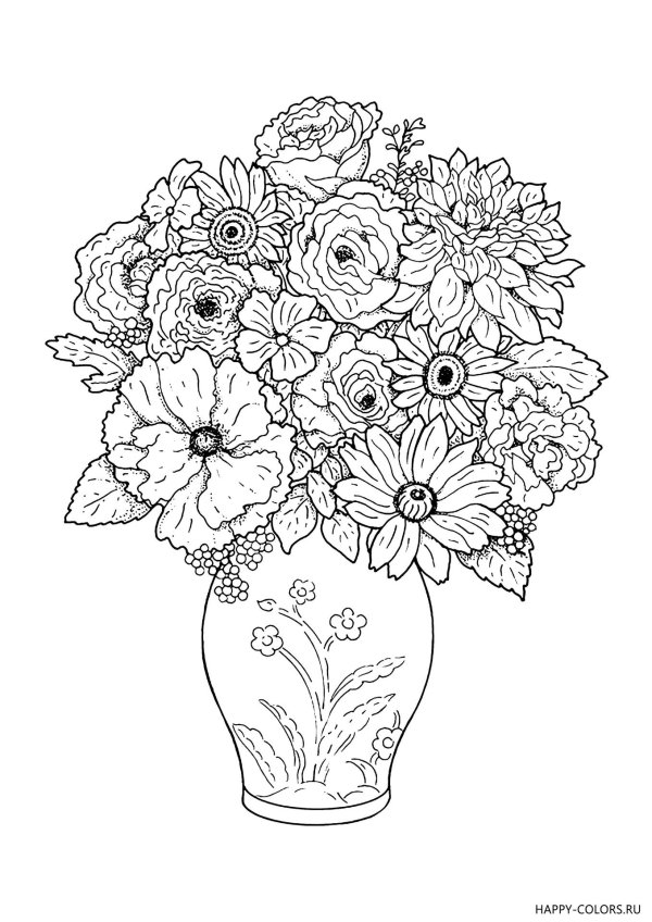 раскраска букета цветов