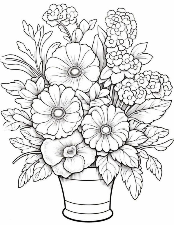 раскраска сложная цветы