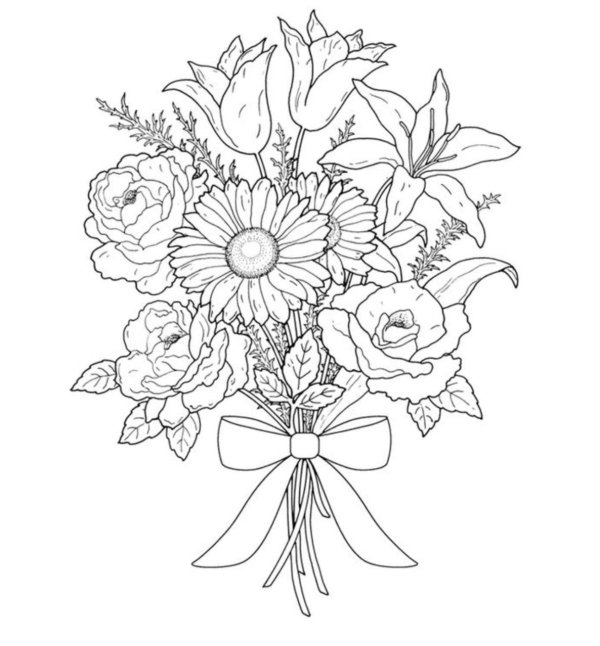 рисунки букета цветов