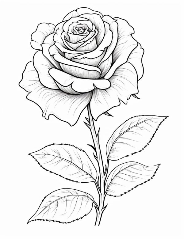 роза разукрашка