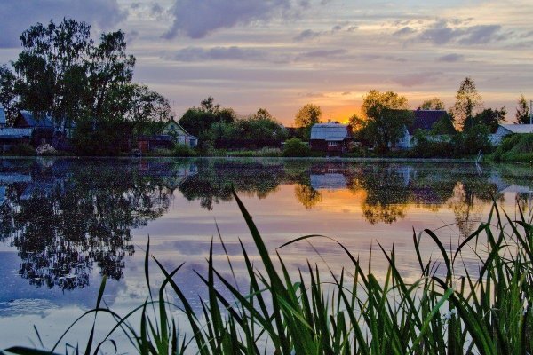 закат в деревне