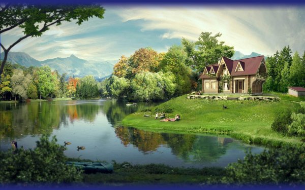 пейзаж с домиком