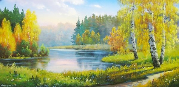 осенние пейзажи маслом на холсте