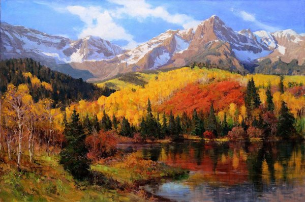 осень в горах живопись