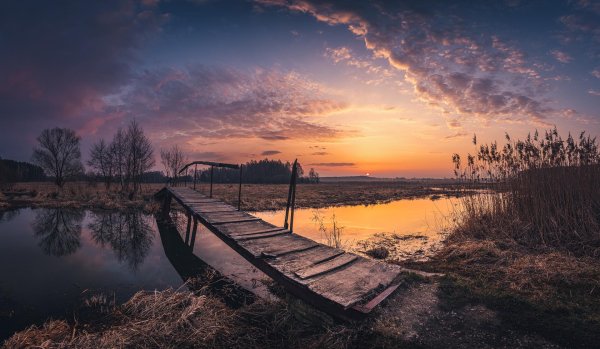 река мостки рассвет деревня