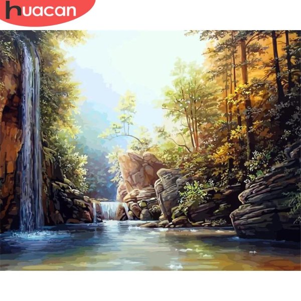 алмазная мозаика горный водопад 40х50