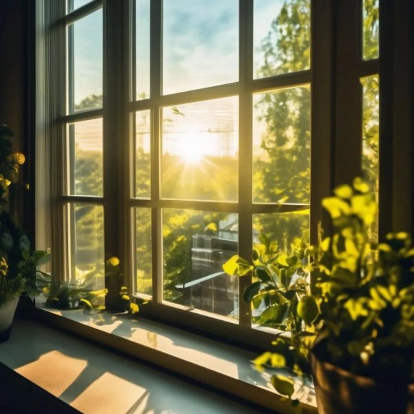 солнечные лучи в окне