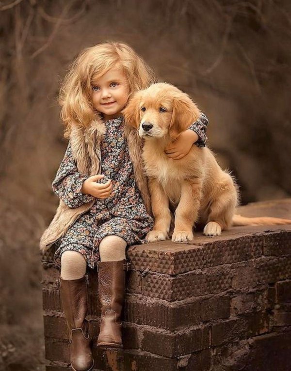 девочка и щенок