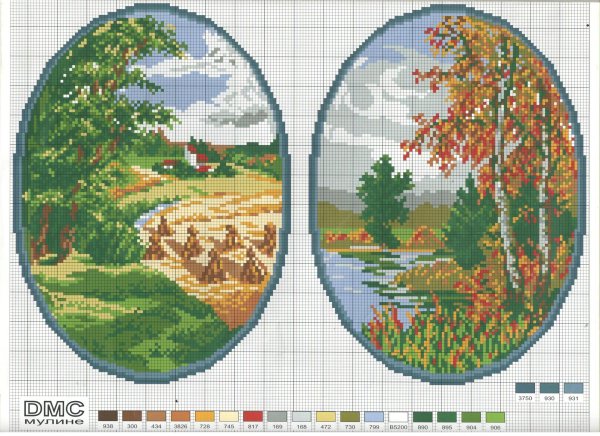 схемы вышивки крестом пейзажи