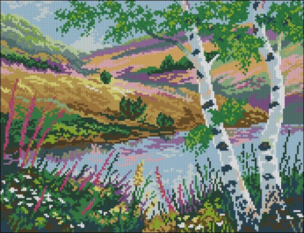 вышивка крестом березовая роща