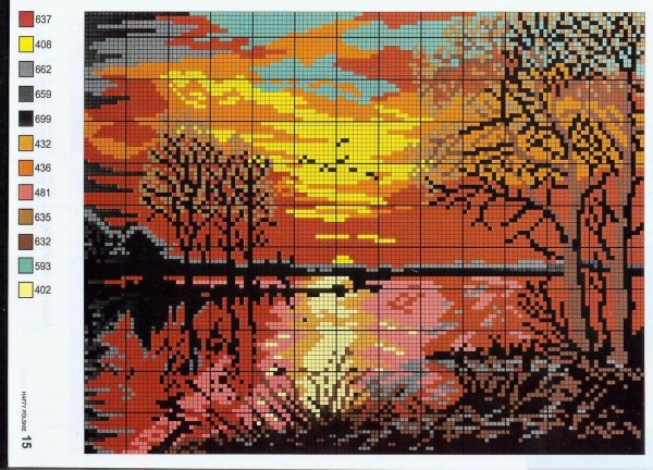 вышивка крестиком закат