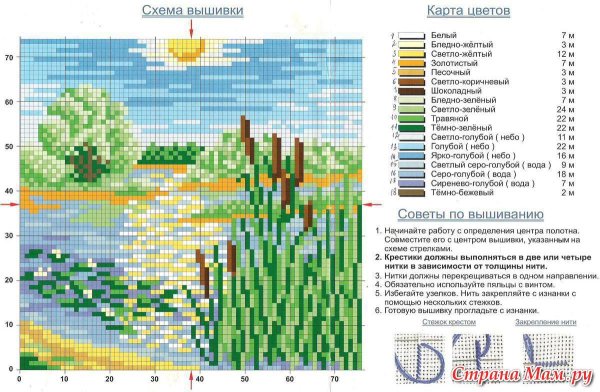 схемы вышивки крестом пейзажи