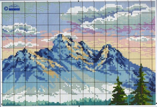 вышивка крестом горы