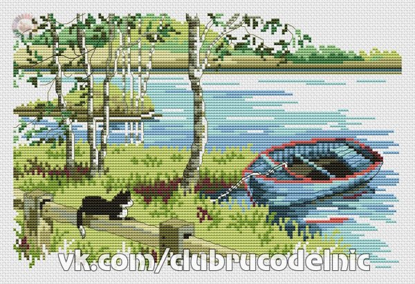 схема вышивки пейзаж