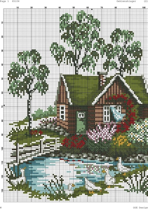 вышивка домик