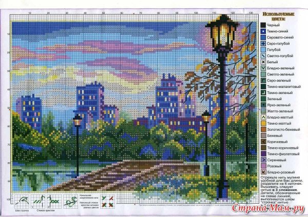 вышивка вечерний город