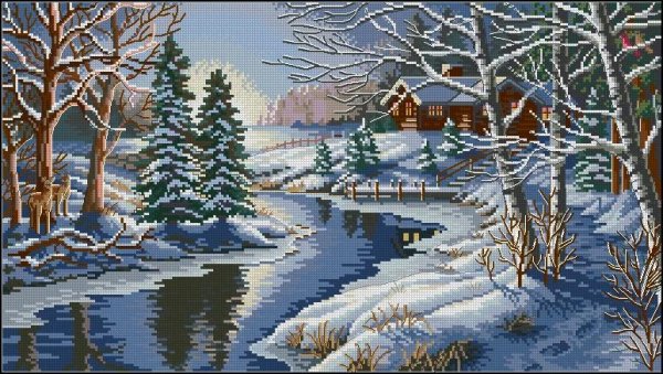 dimensions набор для вышивания крестиком зимнее
