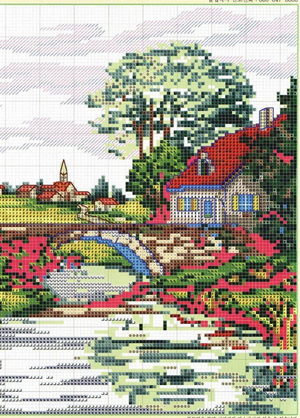 вышивка анкор домики