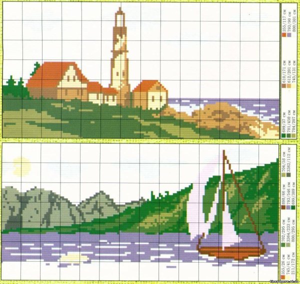 схемы вышивки крестом пейзажи