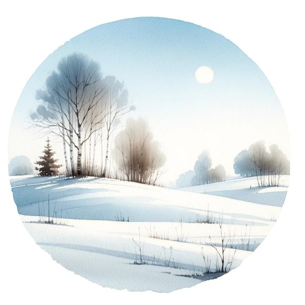 зимние пейзажи акварелью