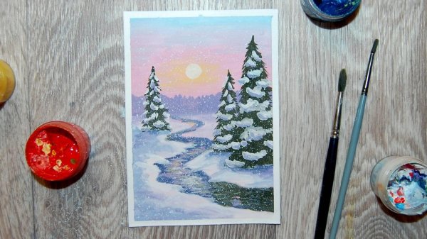 рисунки гуашью для начинающих