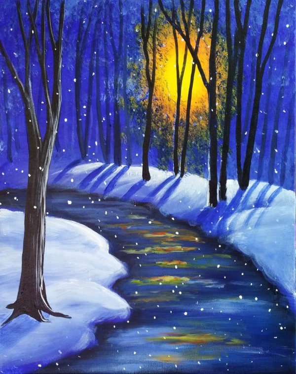 Природа зима нарисованные