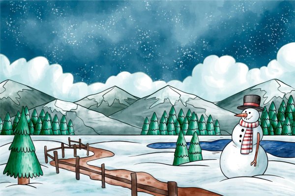 пейзаж зима рисунок