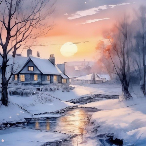 зимний вечер иллюстрация