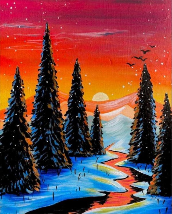 пейзаж гуашь