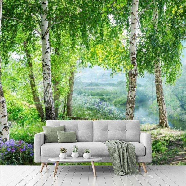 флизелиновые обои березы