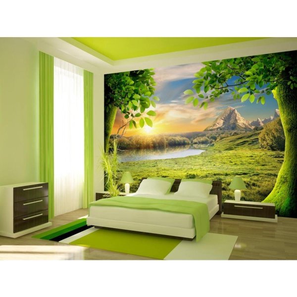 спальня в зеленых тонах