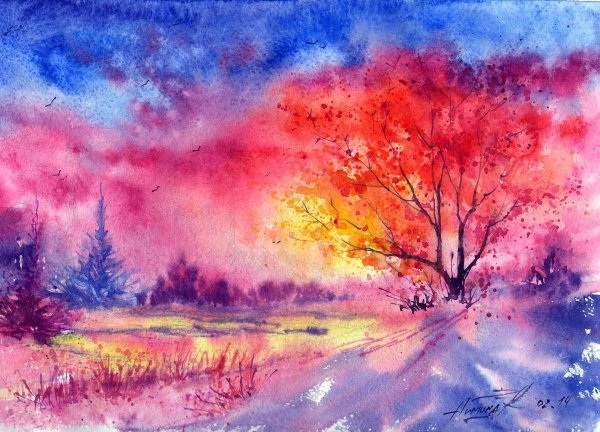 картины акварелью для начинающих