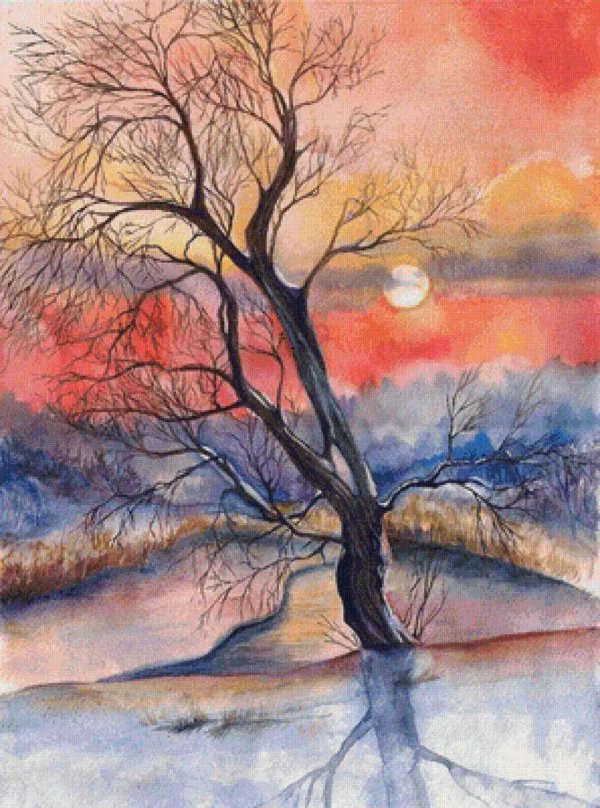 пейзаж цветными карандашами