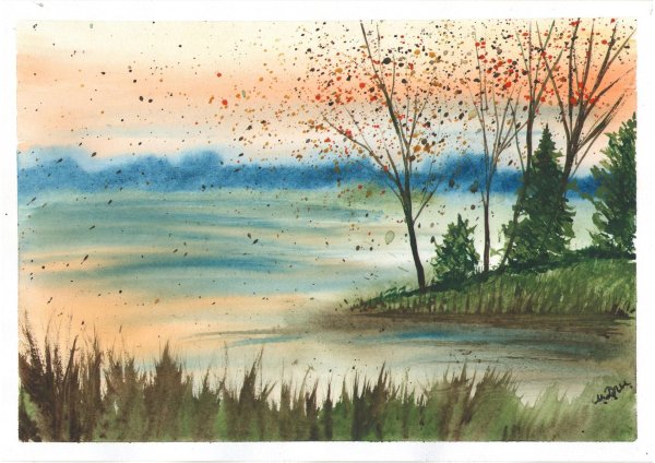 природа акварель