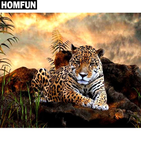 леопард алмазная вышивка