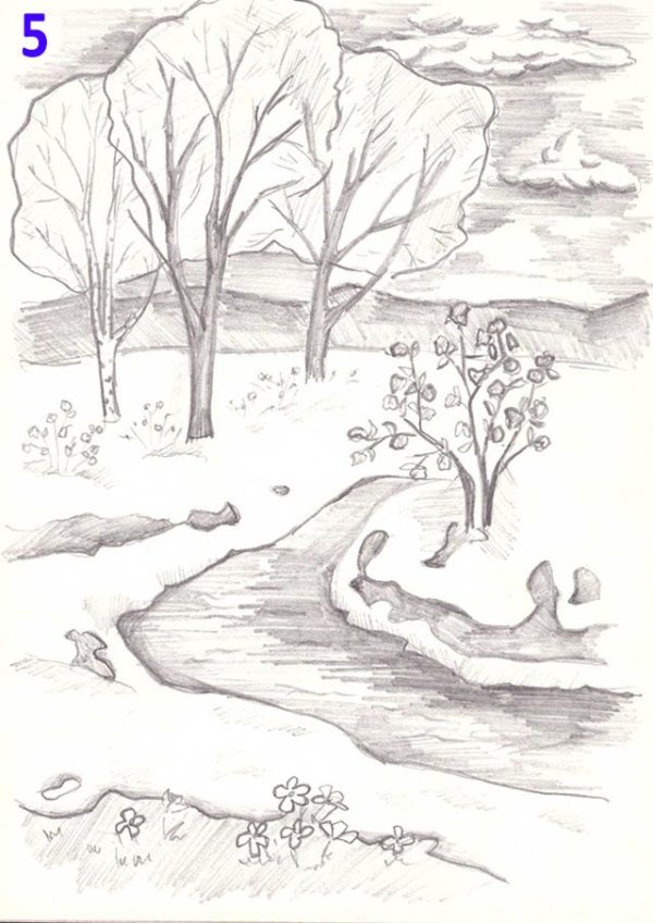 пейзажи карандашом