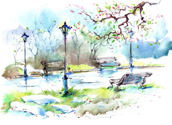 Весна нарисованные