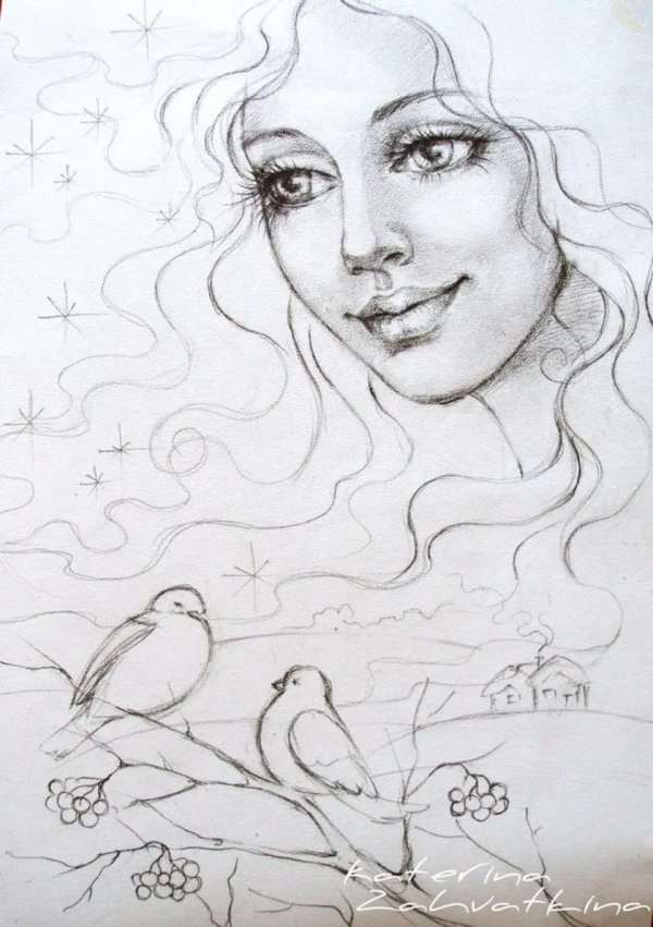 портрет весны рисунок