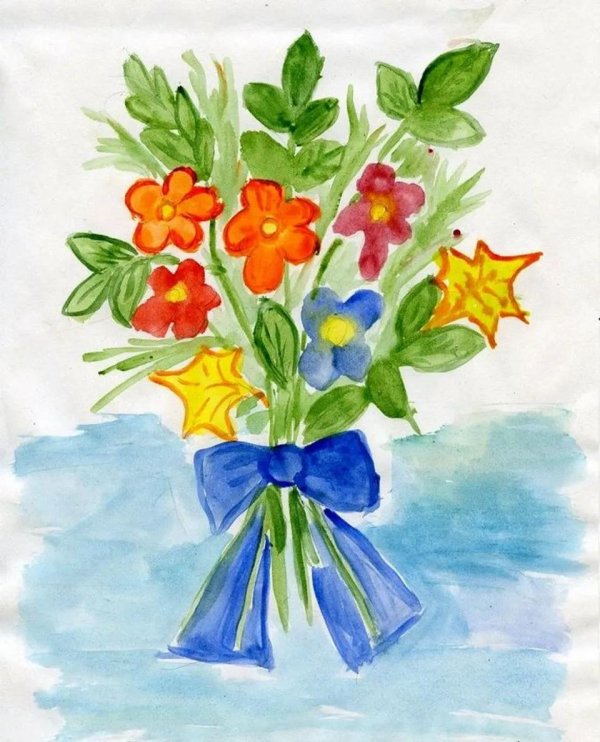 рисование букет для мамы