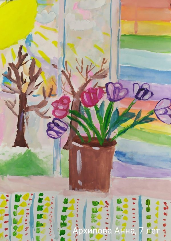 рисование весеннего букета