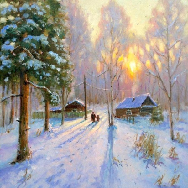 зима живопись