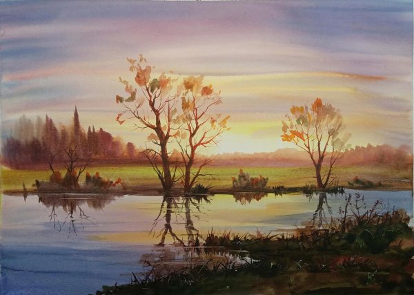 осенний пейзаж акварелью татьяна берг