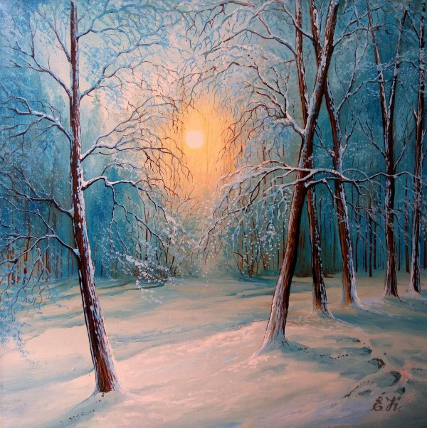 зимнее утро картина