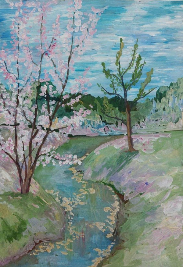 рисование весеннего пейзажа