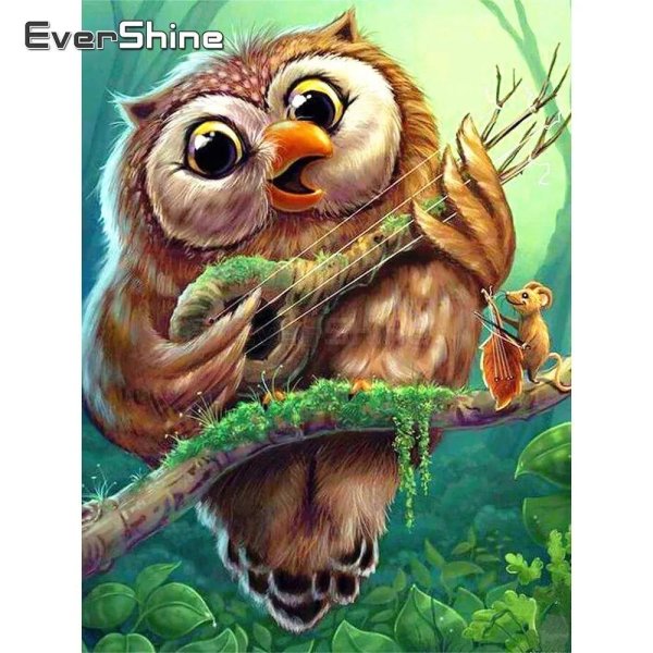 алмазная мозаика совенок на ветке