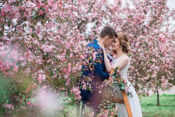 девушка в цветущем саду