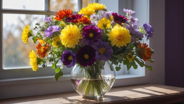 цветы у окна