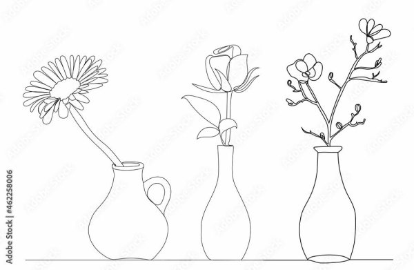 ваза с цветами карандашом