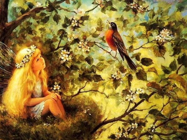 женщина птица