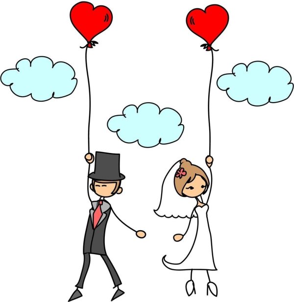 жених и невеста рисунок